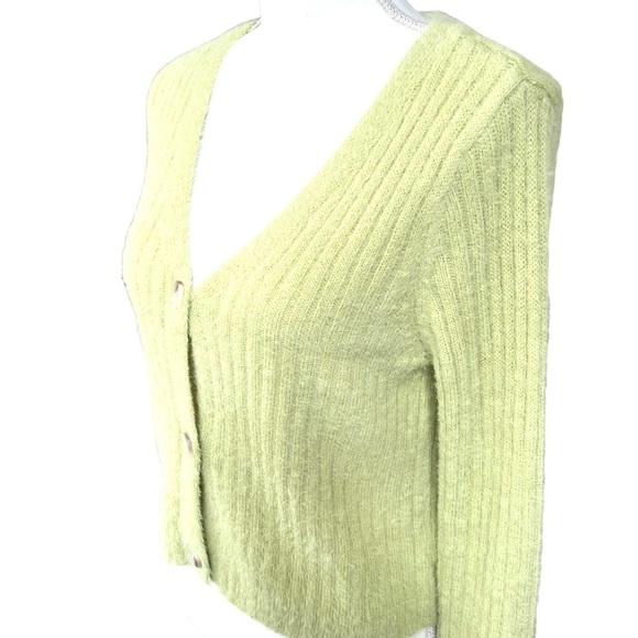 Sincerely Jules Lime Green Soft Cardigan Sweater Size M - Picture 3 of 10